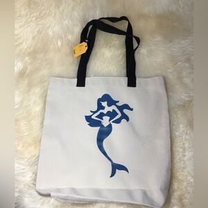 NWT mermaid shopping bag blue on cream